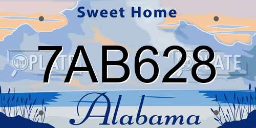 7AB628 Alabama License Plate