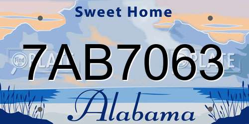 7AB7063 Alabama License Plate
