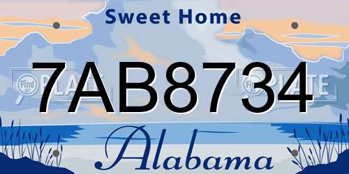 7AB8734 Alabama License Plate