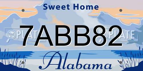 7ABB82 Alabama License Plate