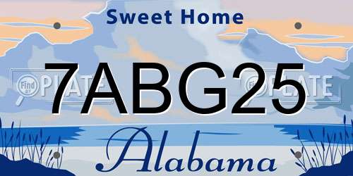 7ABG25 Alabama License Plate