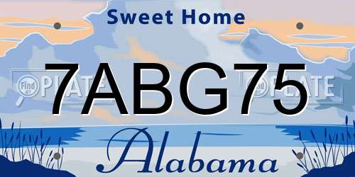 7ABG75 Alabama License Plate