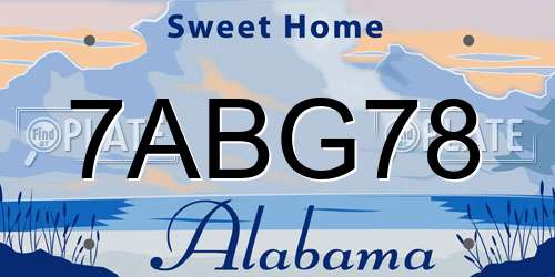 7ABG78 Alabama License Plate