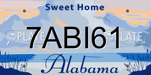 7ABI61 Alabama License Plate