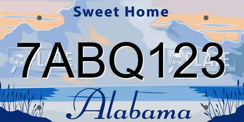 7ABQ123 Alabama License Plate