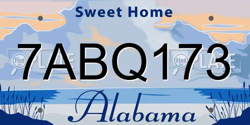 7ABQ173 Alabama License Plate