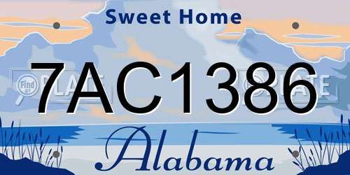 7AC1386 Alabama License Plate