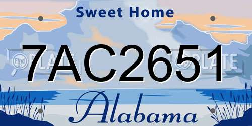 7AC2651 Alabama License Plate