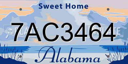 7AC3464 Alabama License Plate