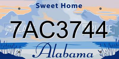 7AC3744 Alabama License Plate