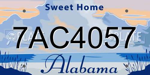 7AC4057 Alabama License Plate