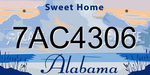 7AC4306 Alabama License Plate