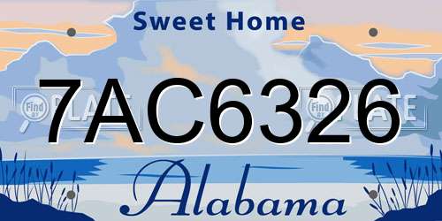 7AC6326 Alabama License Plate