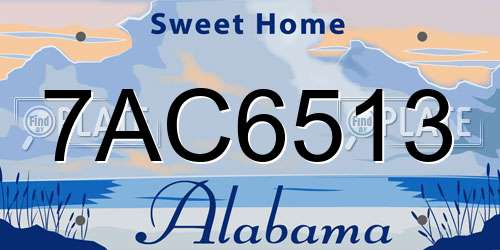 7AC6513 Alabama License Plate