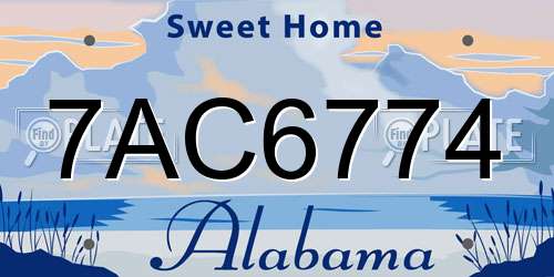 7AC6774 Alabama License Plate