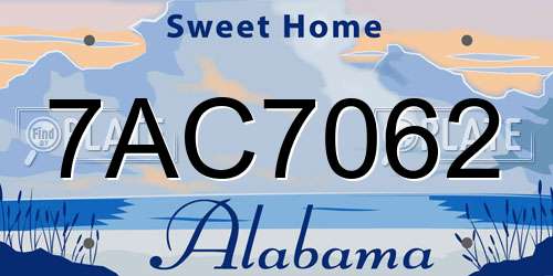7AC7062 Alabama License Plate