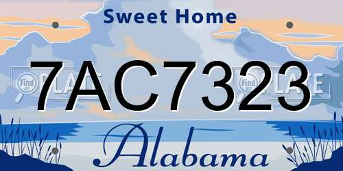 7AC7323 Alabama License Plate