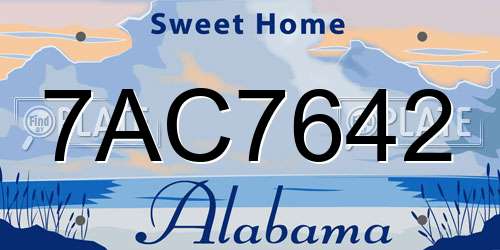 7AC7642 Alabama License Plate