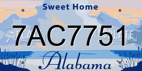 7AC7751 Alabama License Plate