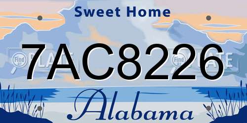 7AC8226 Alabama License Plate