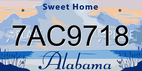 7AC9718 Alabama License Plate