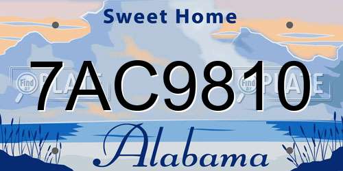 7AC9810 Alabama License Plate