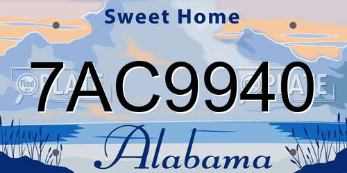 7AC9940 Alabama License Plate