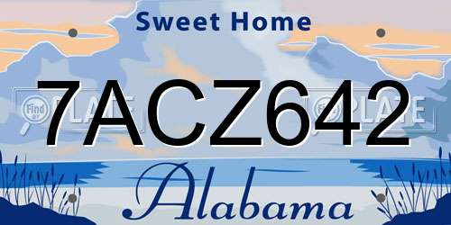 7ACZ642 Alabama License Plate
