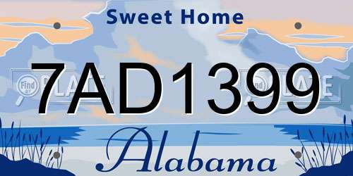 7AD1399 Alabama License Plate