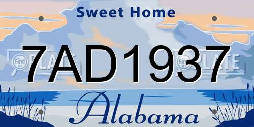 7AD1937 Alabama License Plate