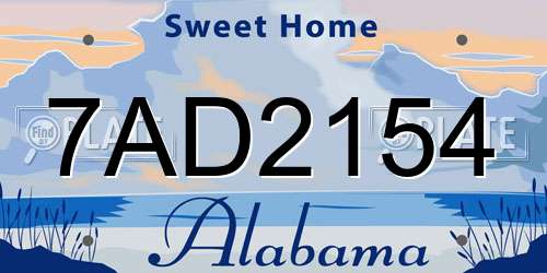 7AD2154 Alabama License Plate