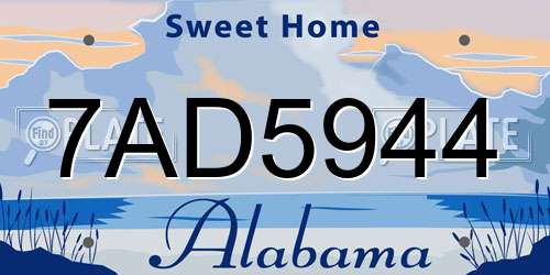 7AD5944 Alabama License Plate