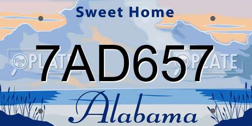 7AD657 Alabama License Plate