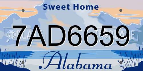 7AD6659 Alabama License Plate