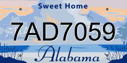 7AD7059 Alabama License Plate