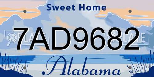 7AD9682 Alabama License Plate