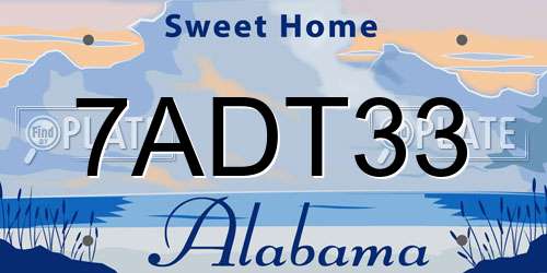 7ADT33 Alabama License Plate