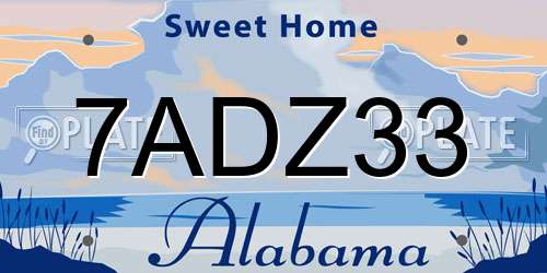 7ADZ33 Alabama License Plate