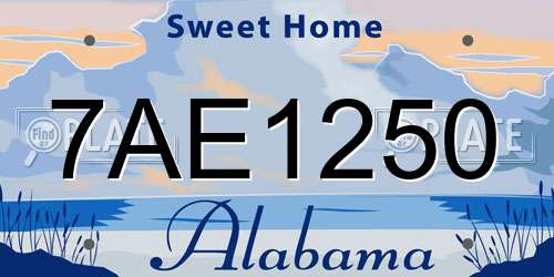 7AE1250 Alabama License Plate