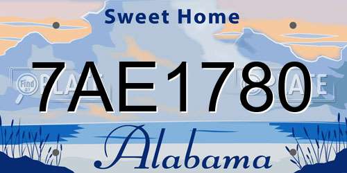 7AE1780 Alabama License Plate