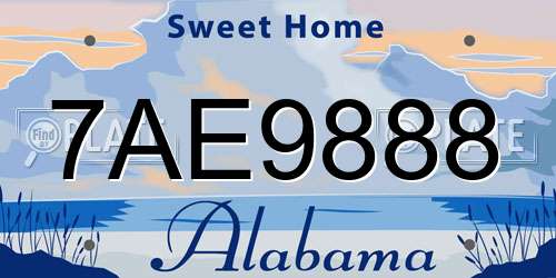7AE9888 Alabama License Plate