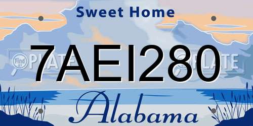 7AEI280 Alabama License Plate