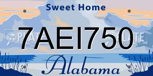 7AEI750 Alabama License Plate