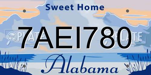 7AEI780 Alabama License Plate