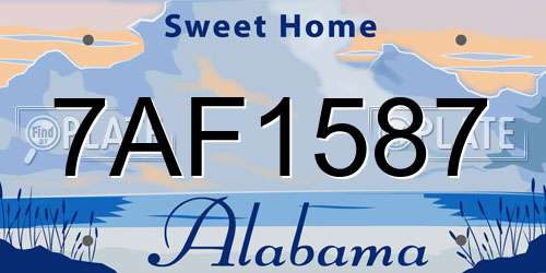 7AF1587 Alabama License Plate