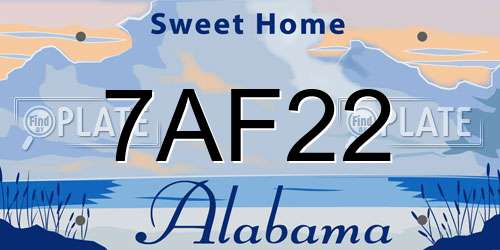 7AF22 Alabama License Plate
