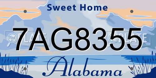 7AG8355 Alabama License Plate