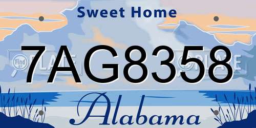 7AG8358 Alabama License Plate