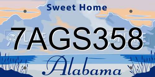7AGS358 Alabama License Plate