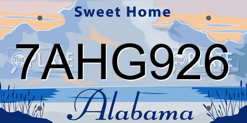 7AHG926 Alabama License Plate
